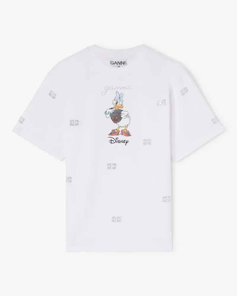 Ganni weiß Weißes T-Shirt mit Daisy-Duck-Print Bio-Baumwolle - Größe Weiß