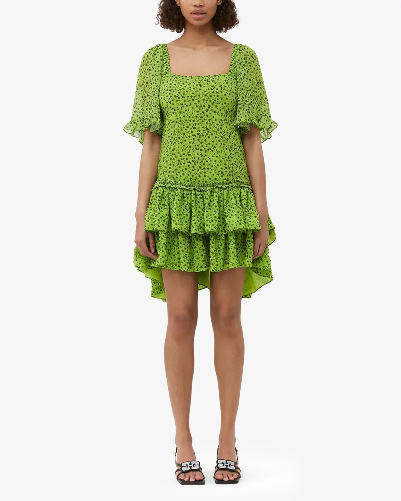 Ganni Mini-Kleid aus Chiffon - Größe grün Grün