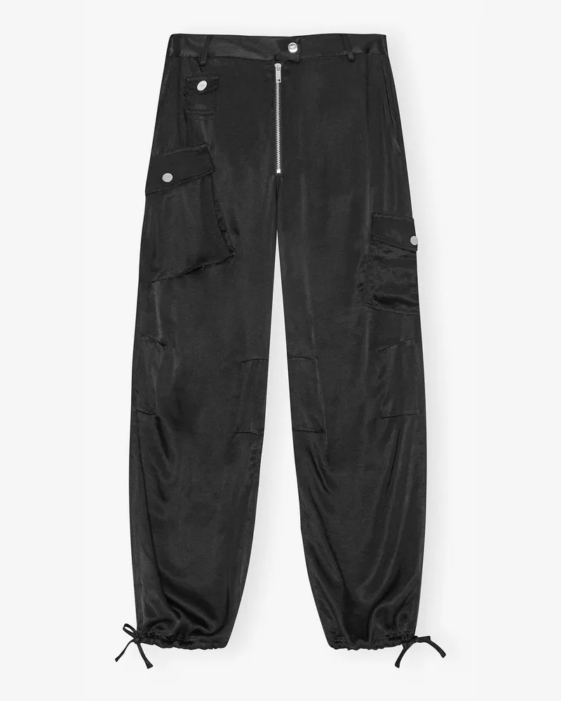 Ganni schwarz Schwarze Hose Viskose - Größe Schwarz