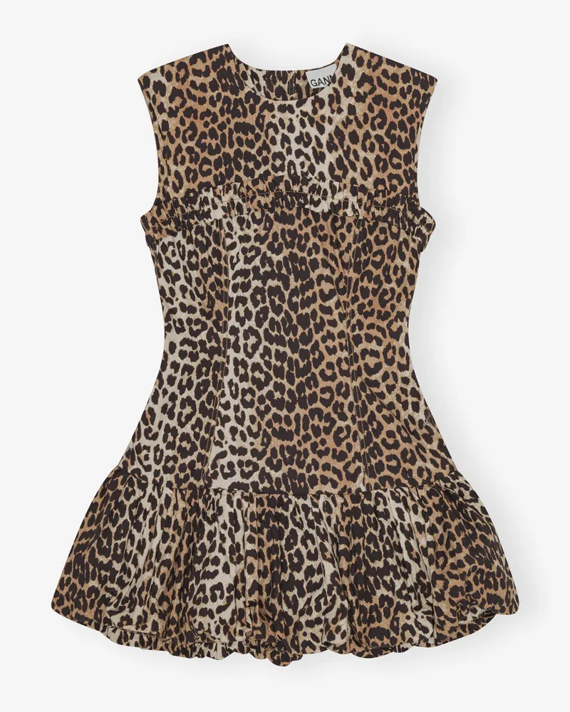Ganni gemischt Leopardenmuster Baumwoll-Minikleid Baumwolle - Größe Gemischt
