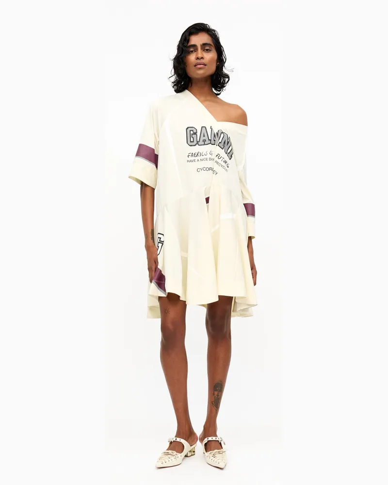Ganni Elfenbeinfarbiges League Oversized Minikleid - Größe weiß Weiß