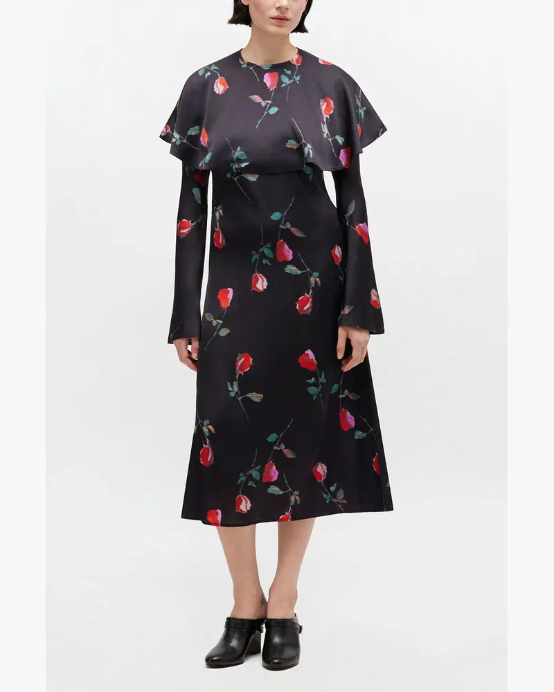 Ganni schwarz Bedrucktes Satin-Minikleid Viskose - Größe Schwarz