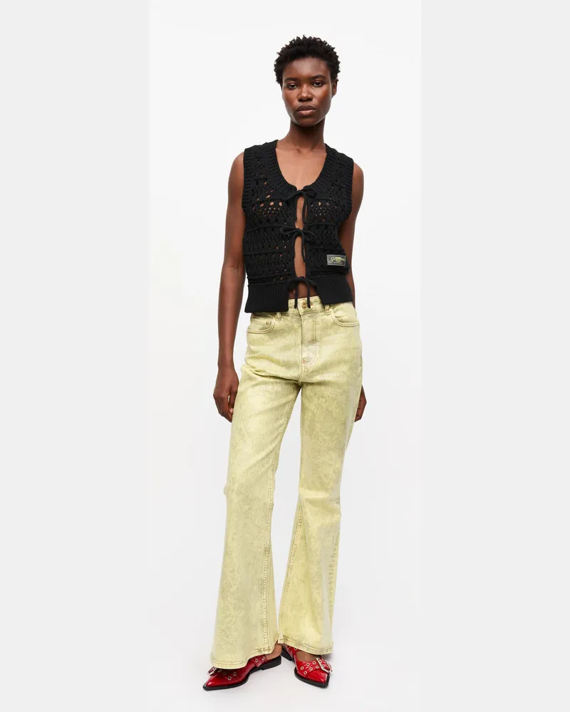 Ganni goldfarbenen Cypress Grüne überfärbte Jeans aus Folienstoff Baumwolle - Größe Goldfarbenen
