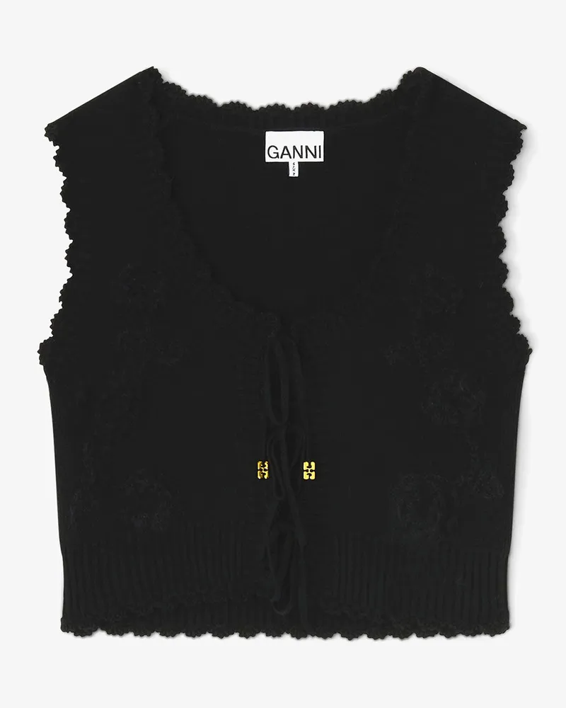 Ganni Schwarze Weste mit Häkelapplikation - Größe schwarz Schwarz