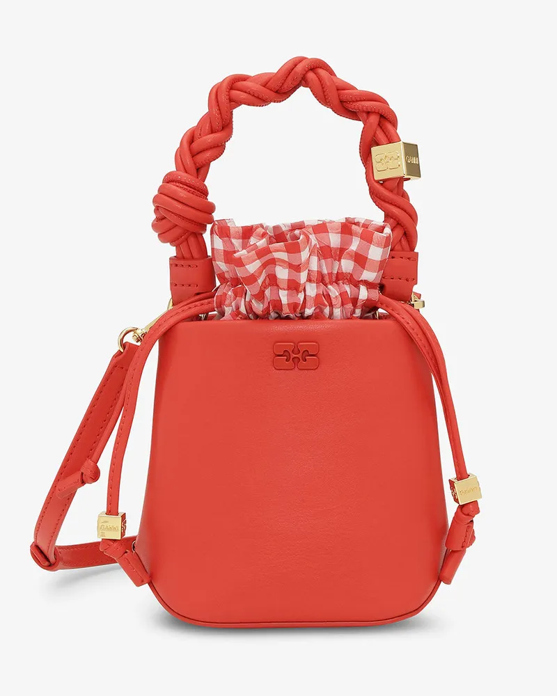 Ganni Rote Mini Bou Bucket Tasche rot Alert Rot