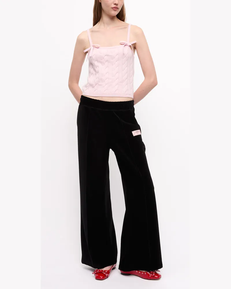 Ganni Dicke Velours Hose schwarz Schwarz