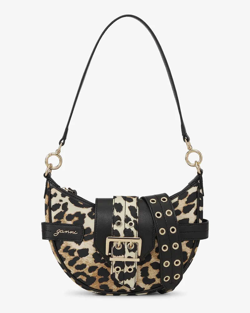 Ganni Kleine Bucky-Umhängetasche mit Leopardenmuster gemischt Gemischt