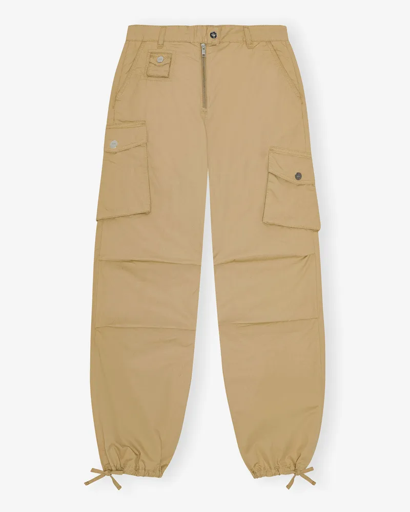 Ganni braun Camelfarbene Hose aus gewaschenem Baumwolltwill Bio-Baumwolle - Größe Braun