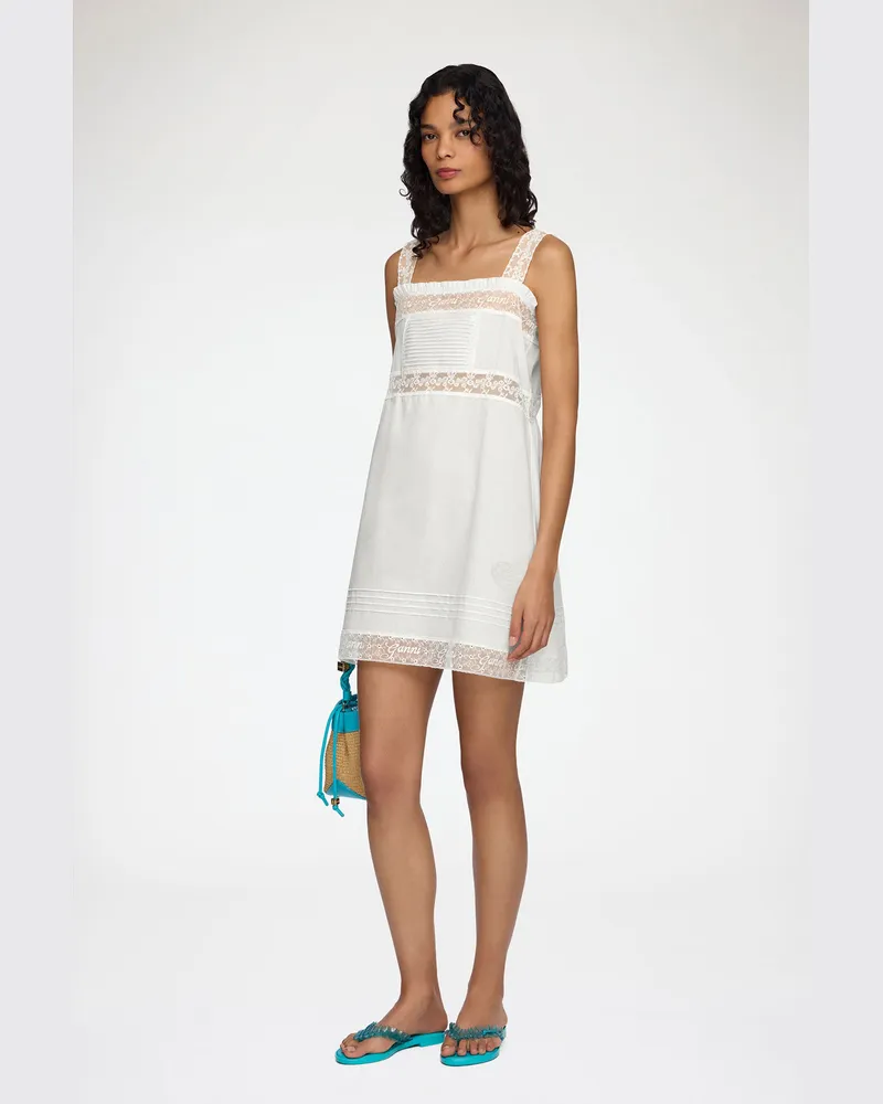 Ganni weiß Minikleid aus weißer Baumwolle Bio-Baumwolle - Größe Weiß