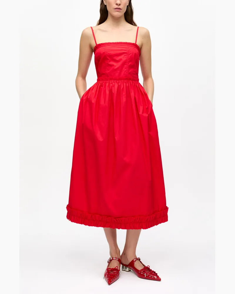 Ganni rot Trägerkleid aus roter Baumwollpopeline Bio-Baumwolle - Größe Rot