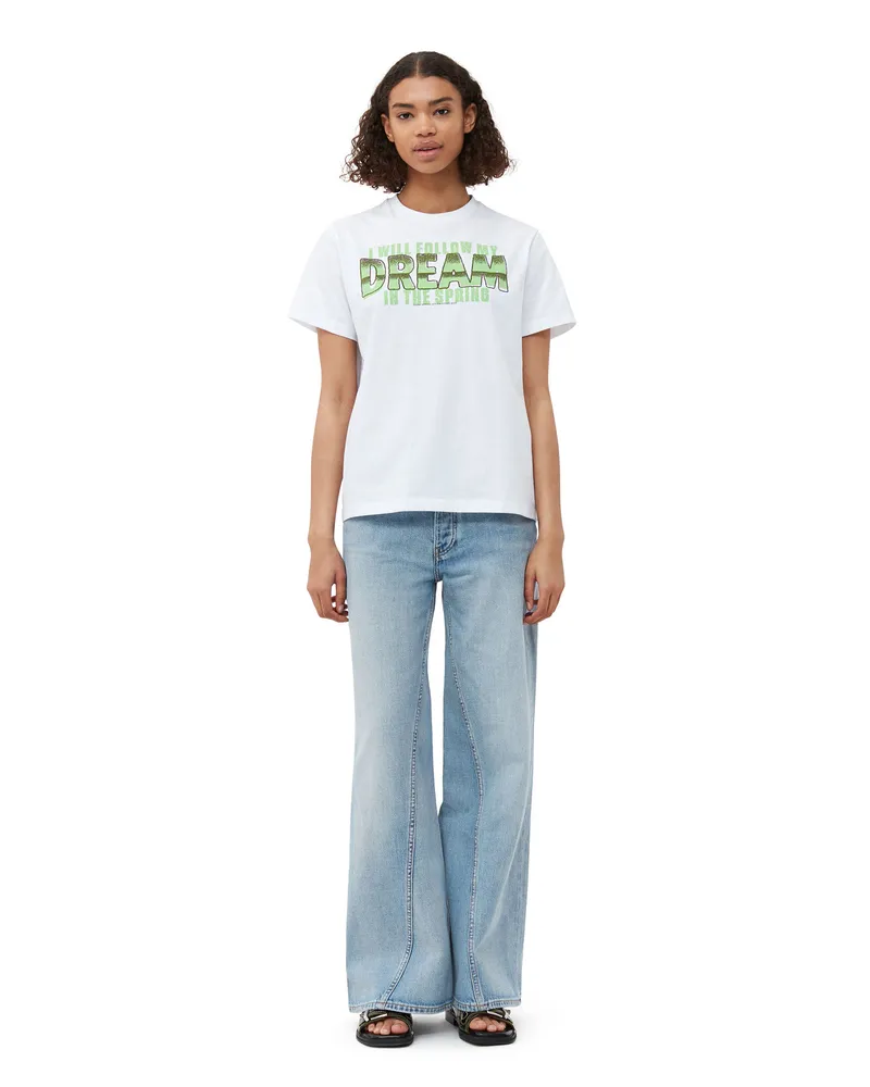 Ganni weiß Entspanntes Dream-T-Shirt Bio-Baumwolle - Größe Weiß