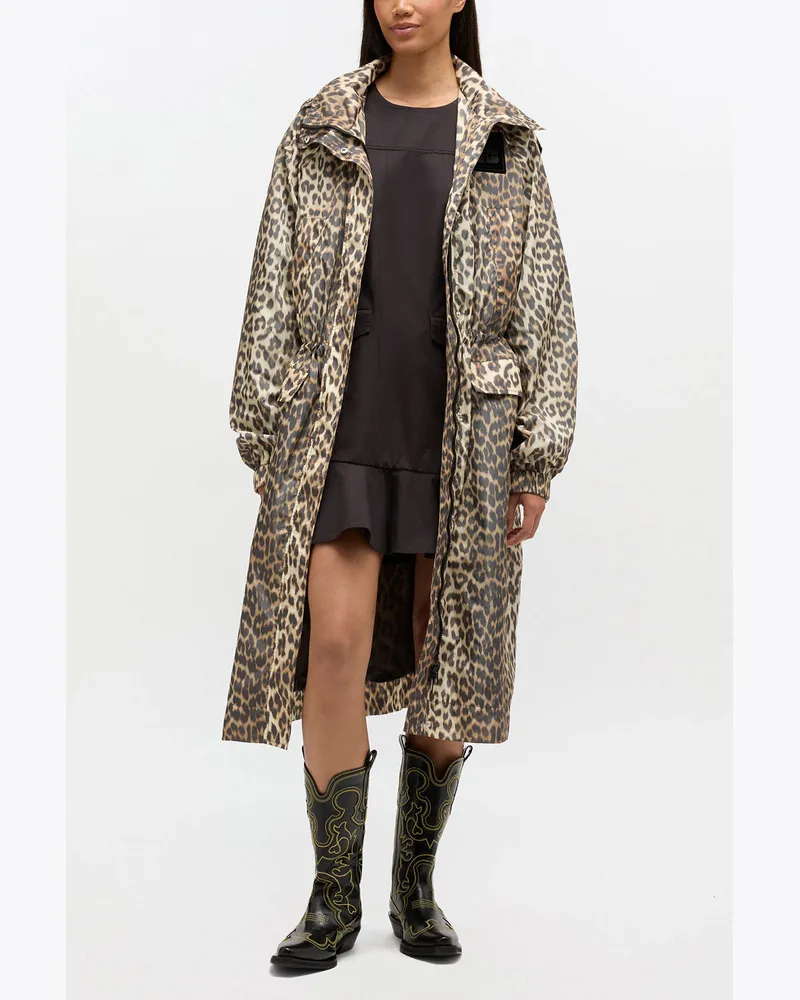 Ganni Parka aus Nylon mit Leopardenmuster - Größe braun Braun
