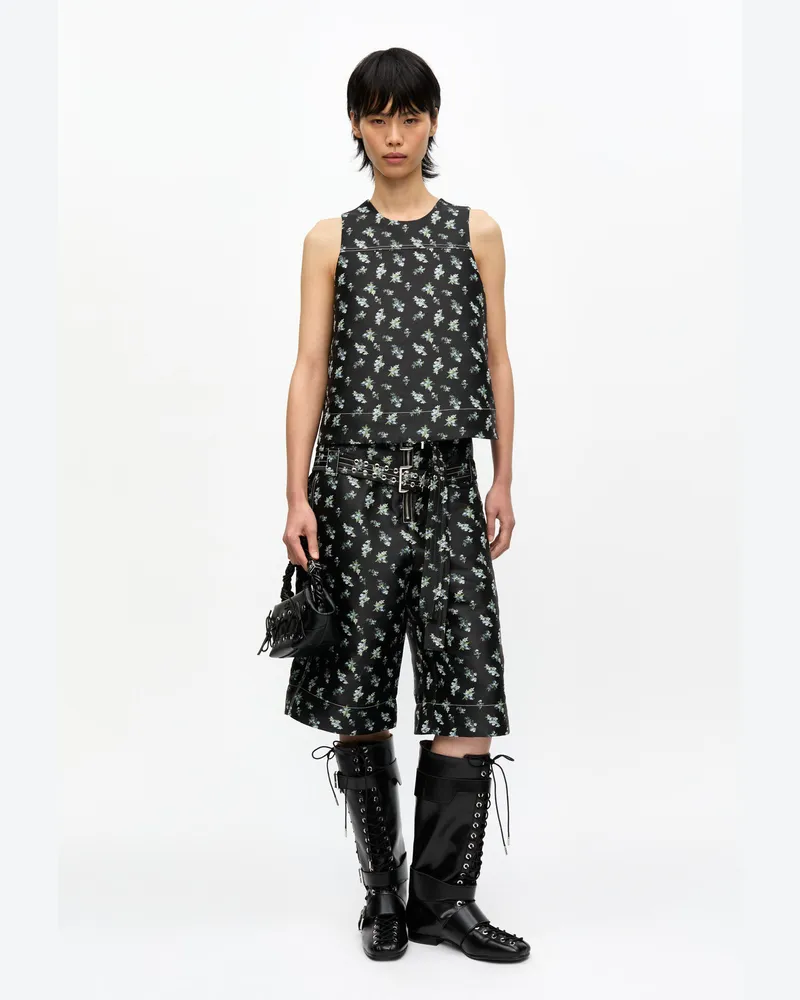 Ganni Jacquard-Shorts mit Blumenprint - Größe schwarz Schwarz