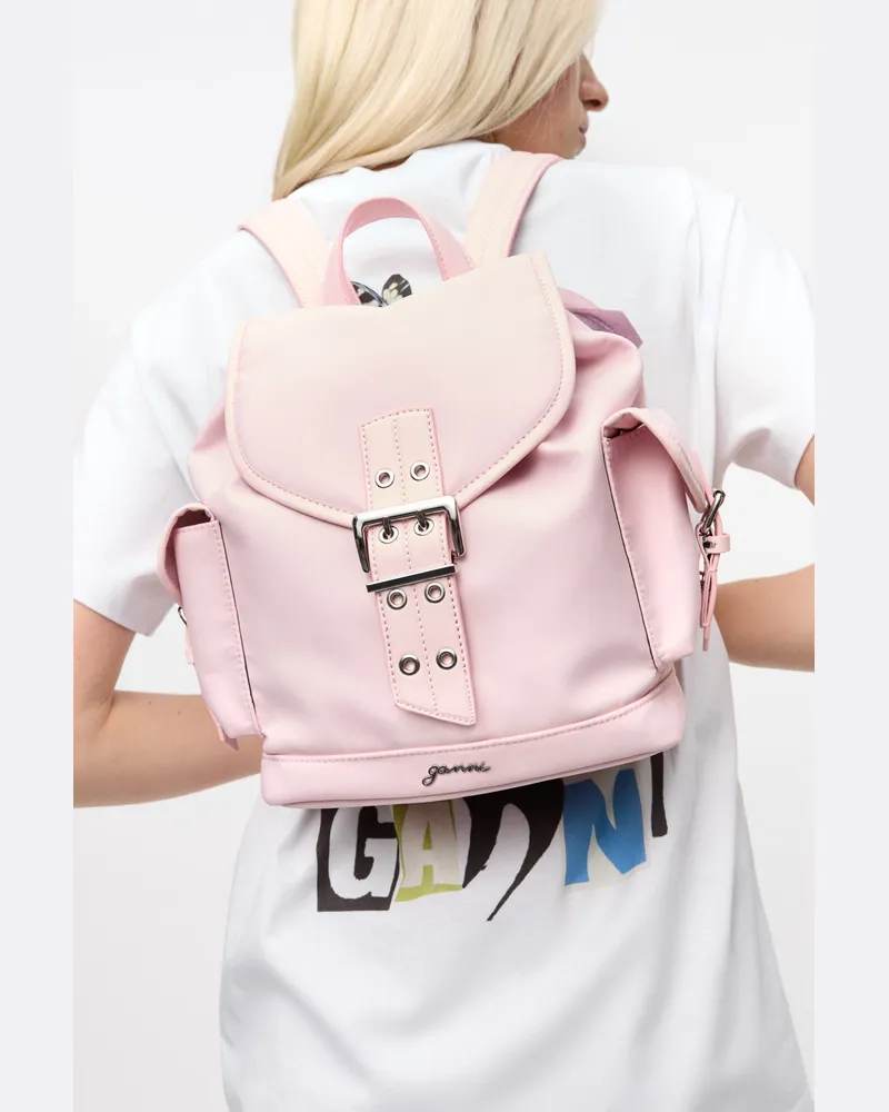 Ganni rosaer kleiner Bucky-Rucksack rosa 