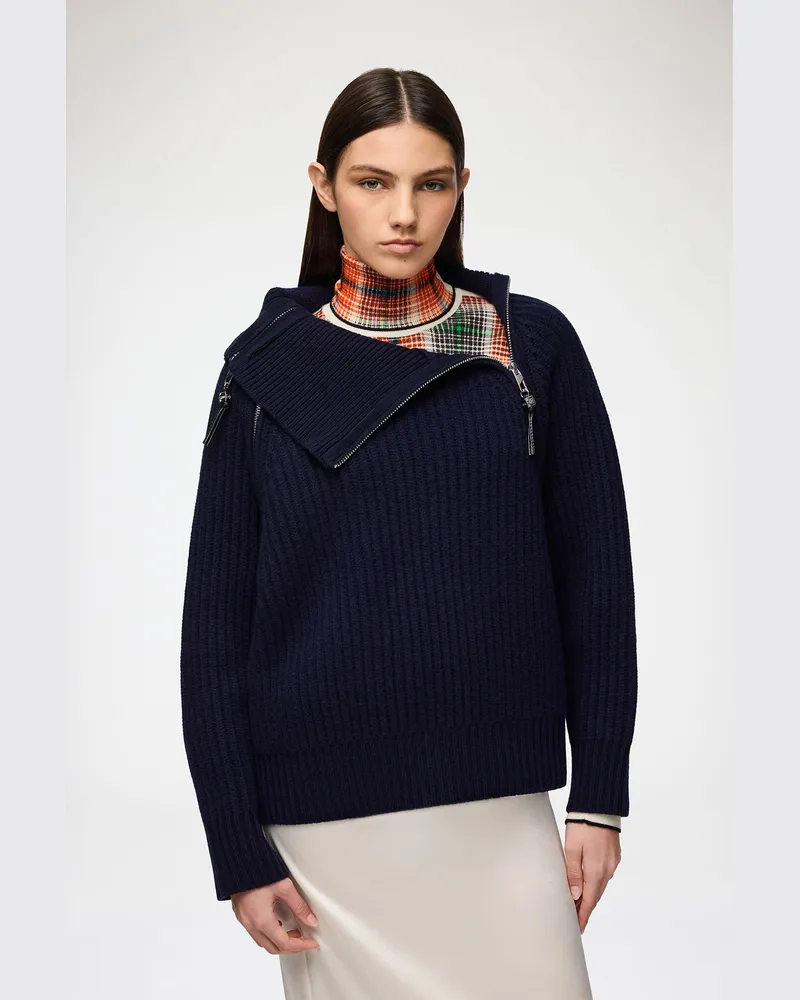 Ganni marineblau Rollkragenpullover aus blauer Wolle - Größe Marineblau