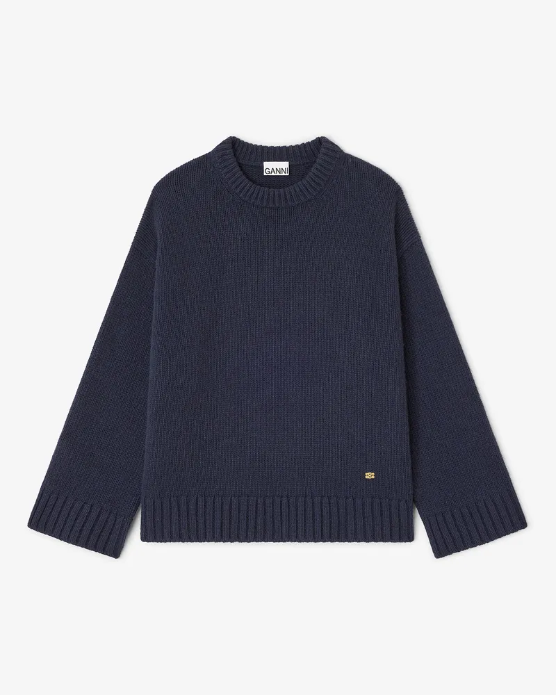 Ganni Dunkelblauer Pullover aus Wollmix marineblau Marineblau