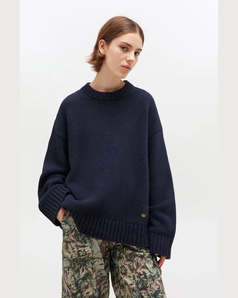 Ganni Dunkelblauer Pullover aus Wollmix - Größe marineblau Marineblau