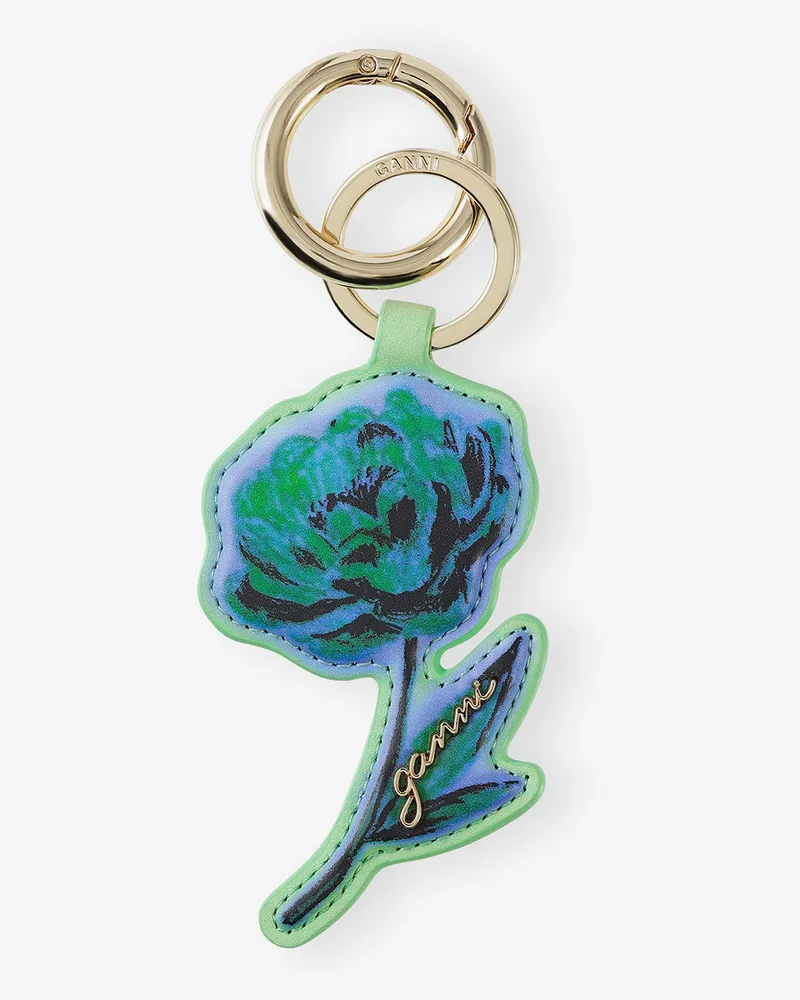 Ganni Blumen-Schlüsselanhänger grün Grün