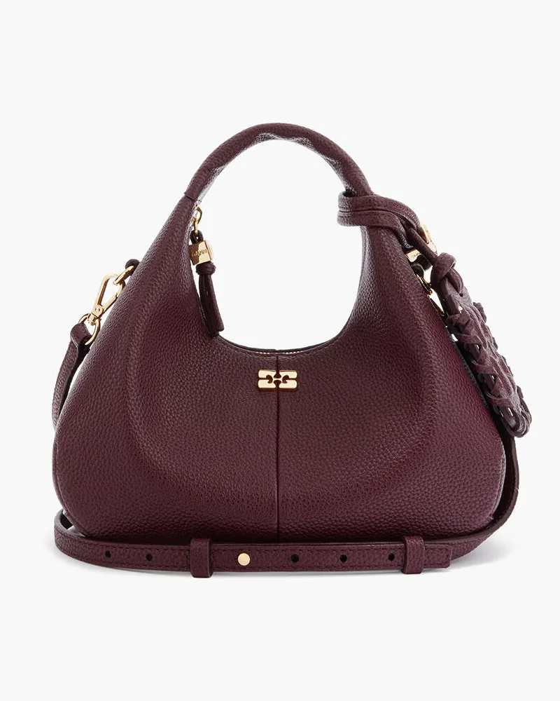 Ganni Mini Hobo Bag in burgunderrot rot Rot