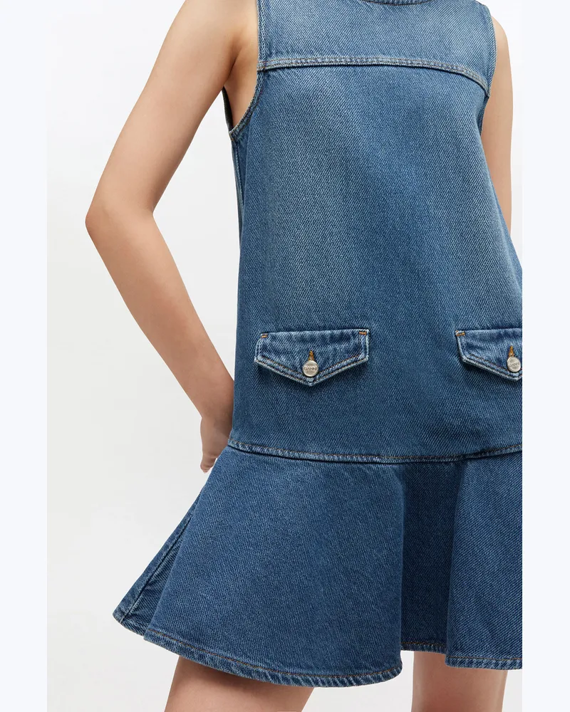 Ganni blau Leichtes Denim-Minikleid Bio-Baumwolle - Größe Blau