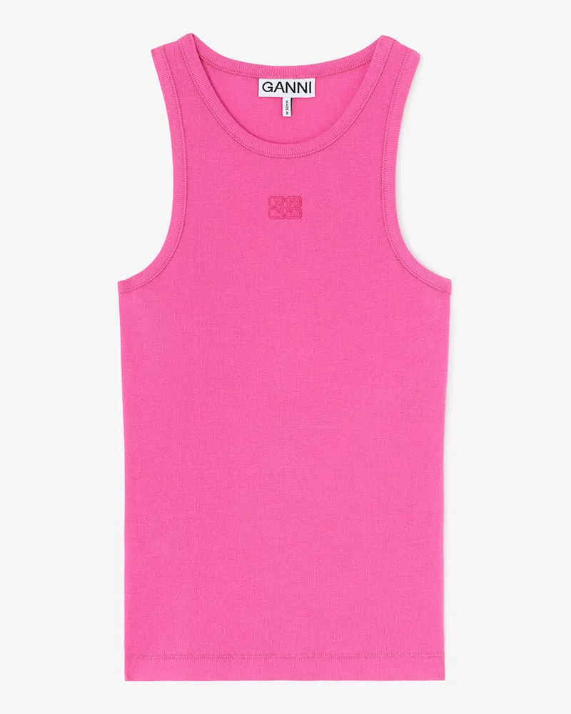 Ganni rosa Tanktop in Bio-Baumwolle - Größe Rosa