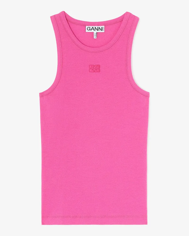 Ganni rosa Tanktop in Bio-Baumwolle - Größe Rosa