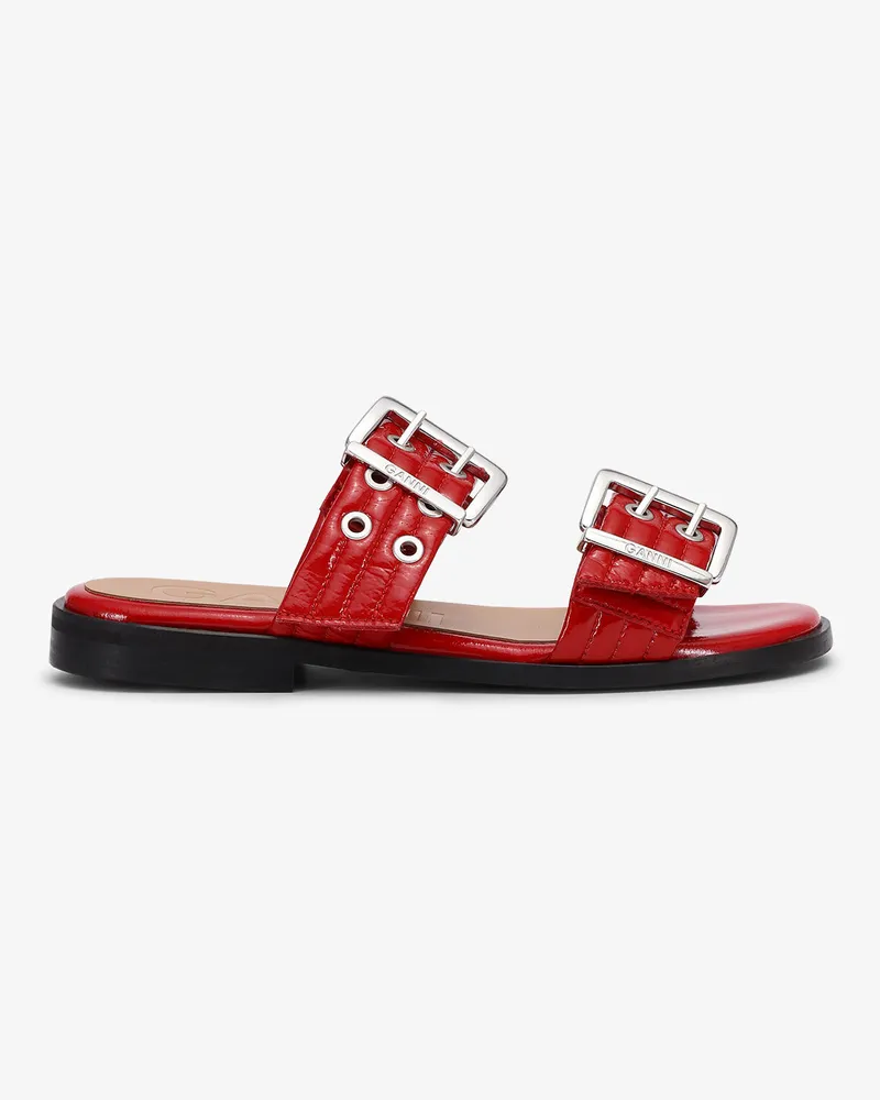 Ganni Feminine Schnallensandalen mit zwei Riemen in Rot Racing Racing