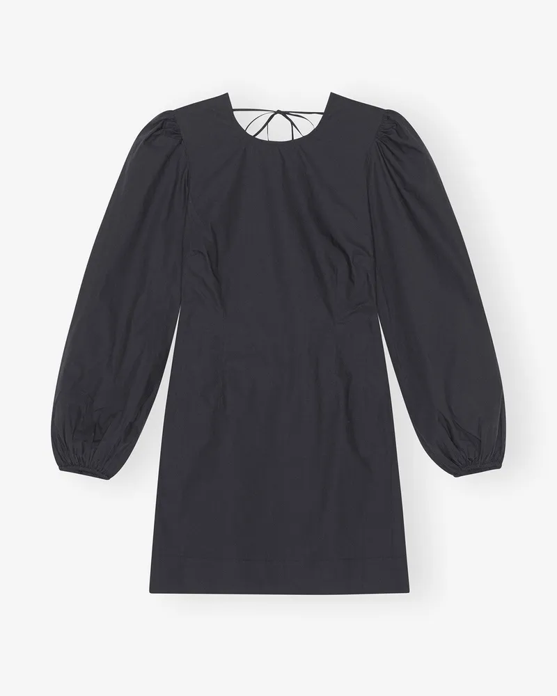 Ganni schwarz Minikleid aus Cotton Poplin mit offenem Rücken Bio-Baumwolle - Größe Schwarz