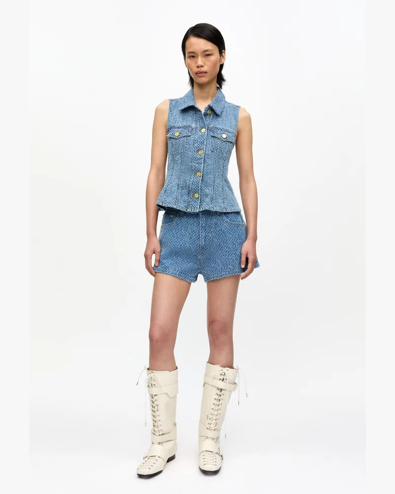 Ganni Mid blau Stone Blaue flauschige Jeansshorts Baumwolle - Größe Mid