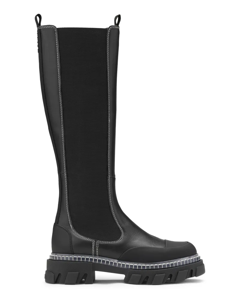 Ganni schwarz Hohe Chelsea-Stiefel mit Stollen Calf Leather - Größe Schwarz