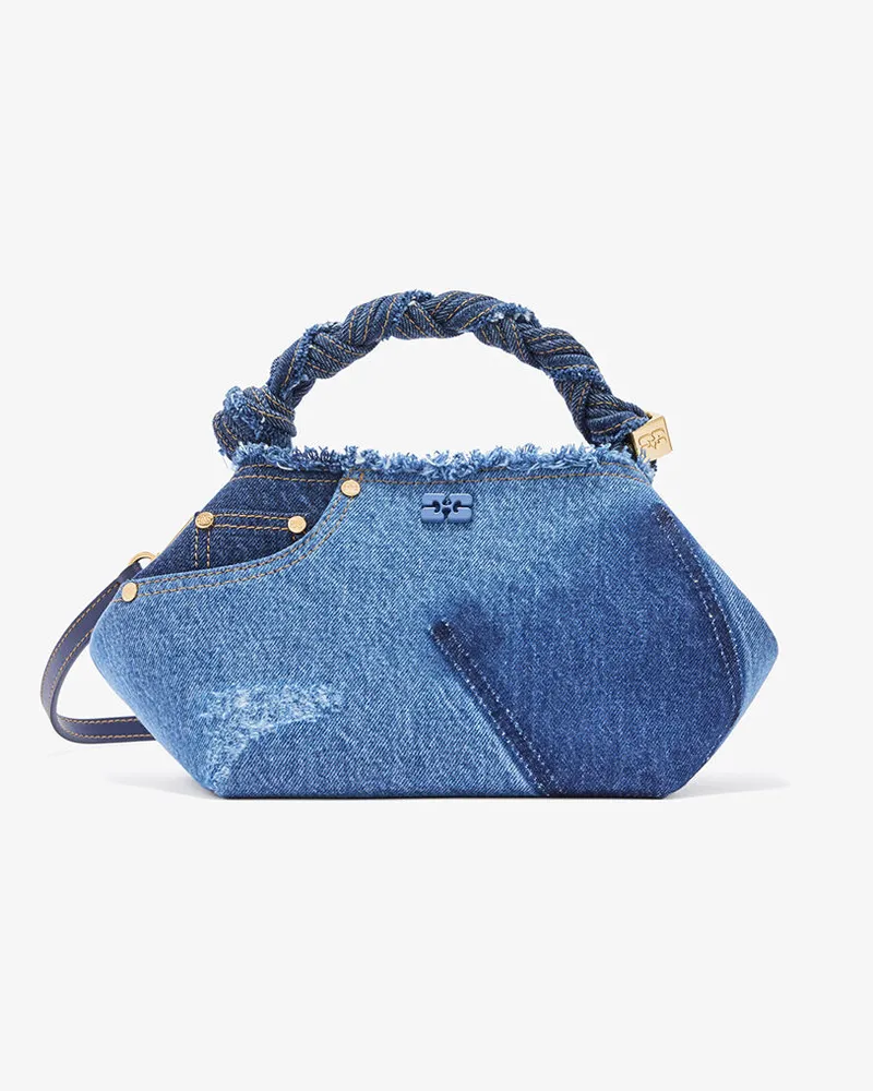 Ganni Kleine Bou-Tasche aus Denim in Blau Blau