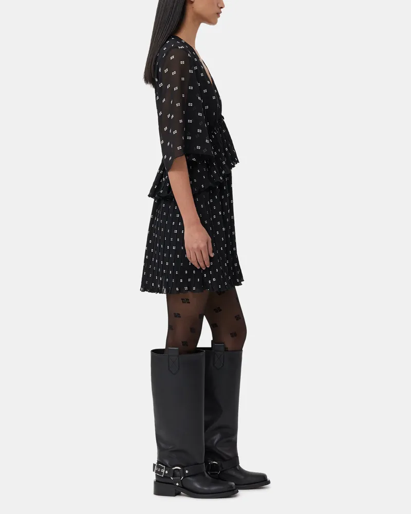 Ganni Schwarze Schmetterlingsstrumpfhose aus Spitze - Größe schwarz Schwarz