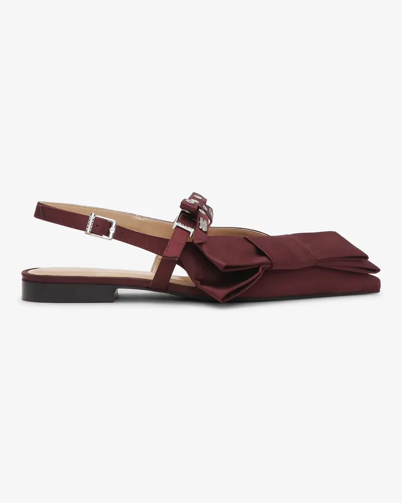 Ganni burgunderrot Big Bow Slingback Ballerinas - Größe Dark Burgunderrot