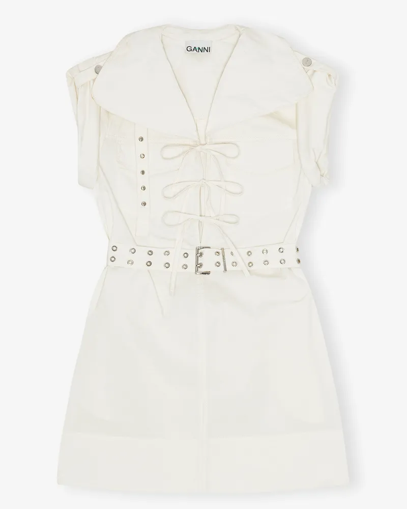 Ganni weiß Off-weiß Minikleid aus Stretch-Baumwolle Bio-Baumwolle - Größe Weiß