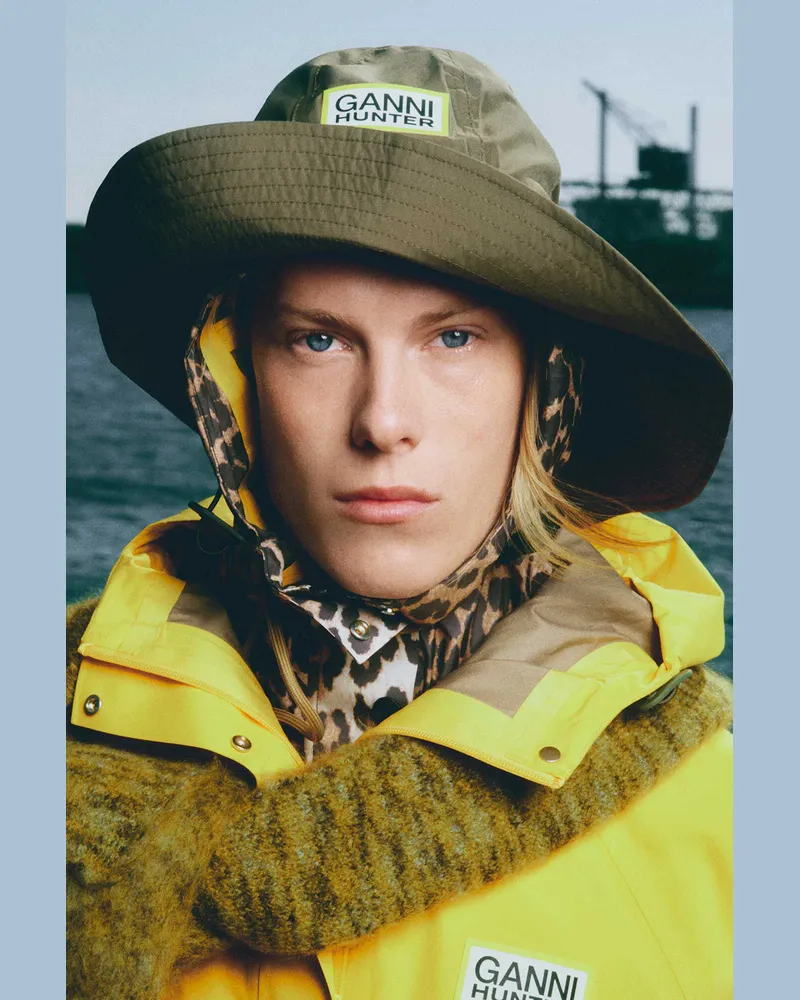 Ganni Wasserfester Bucket Hat - Größe grün Grün