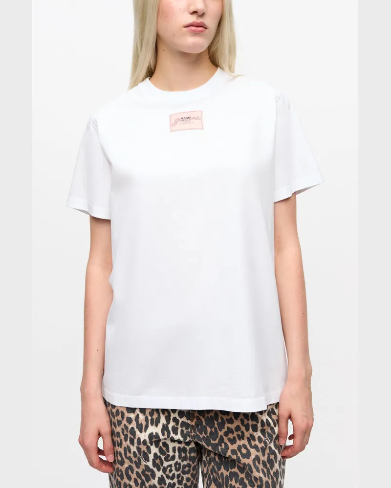 Ganni weiß Weißes Basic-T-Shirt aus Jersey mit lockerem Schnitt Bio-Baumwolle - Größe Weiß