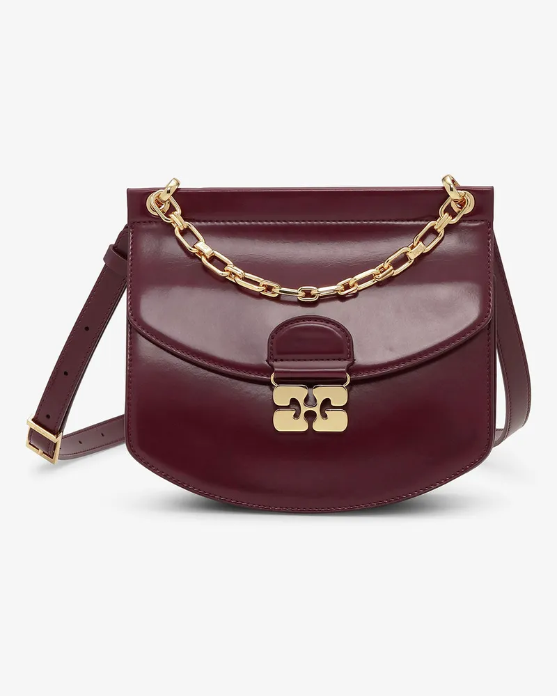 Ganni Bordeaux kleine Chain Apo-G Tasche Tawny Port Tawny