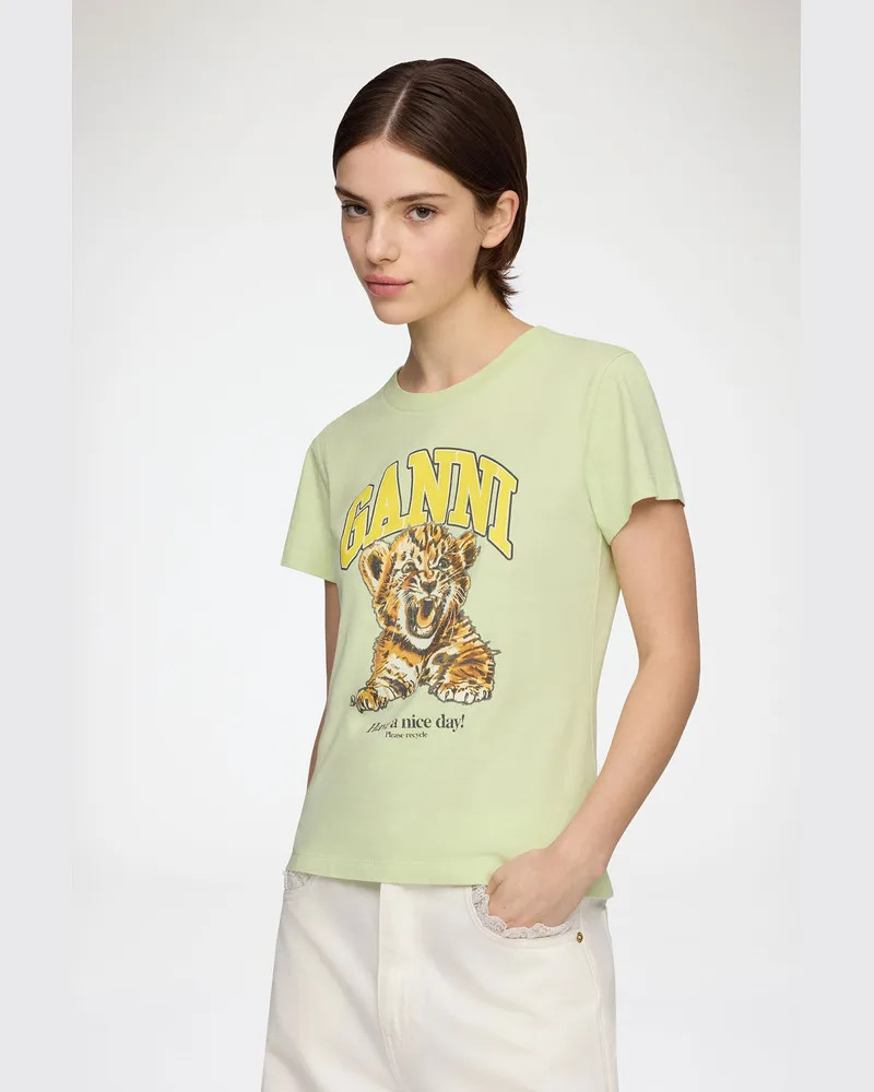 Ganni Seedling T-Shirt im Baby Fit mit Tiger Bio-Baumwolle - Größe Seedling