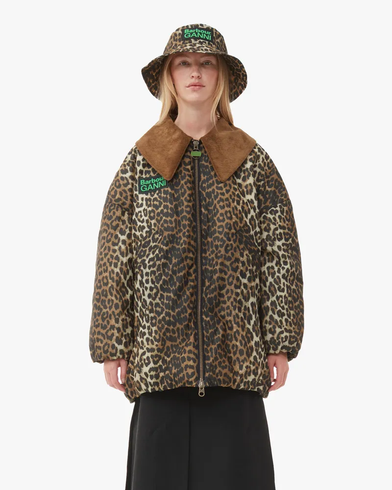 Ganni gemischt GANNIxBarbour Waxed Leopard Fischerhut Baumwolle - Größe Gemischt