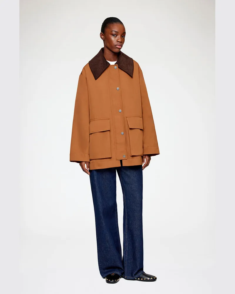 Ganni Jacke aus Twill in Braun - Größe Cinnamon Swirl Cinnamon