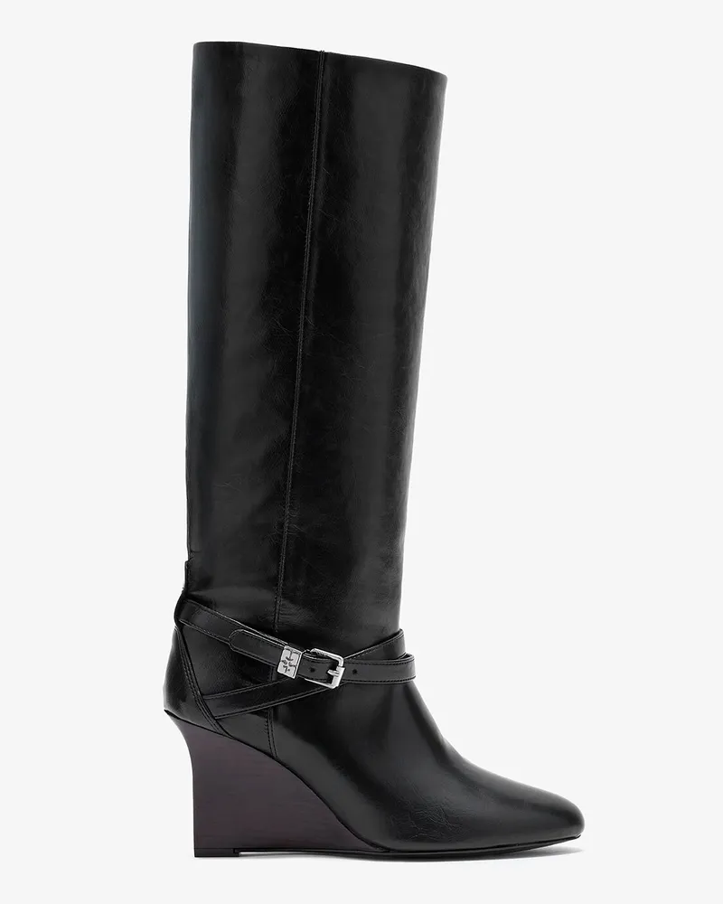 Ganni Hoher Kat-Stiefel in Schwarz Schwarz