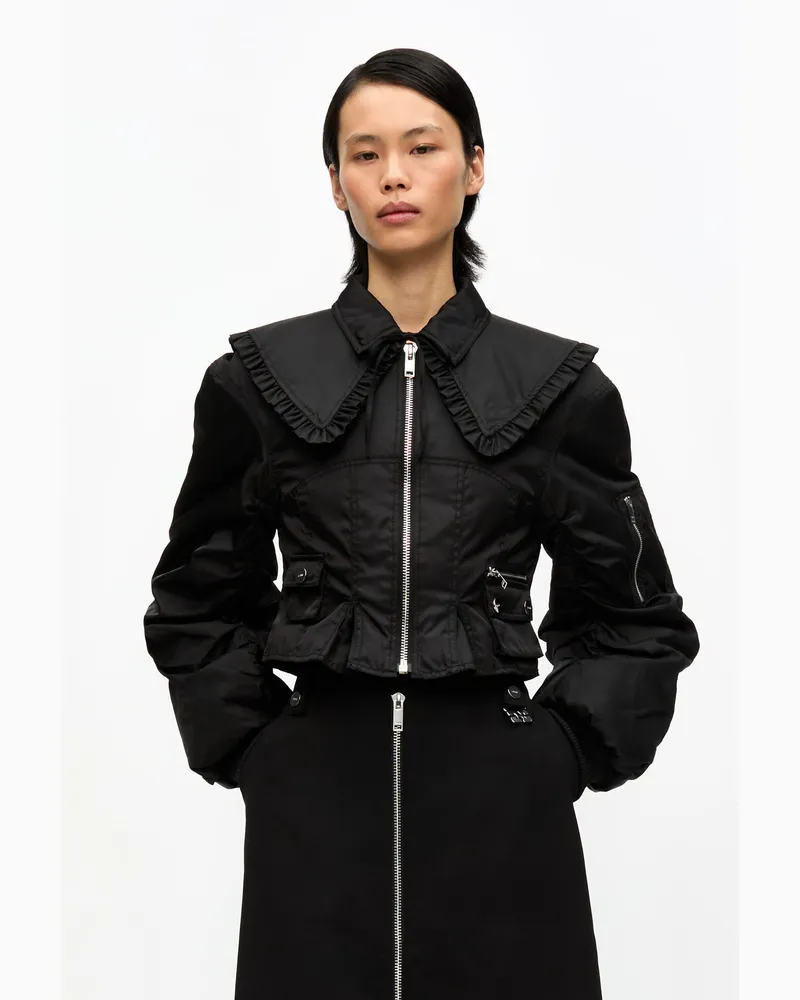 Ganni Schwarze taillierte Duchesse-Jacke aus Nylon - Größe schwarz Schwarz
