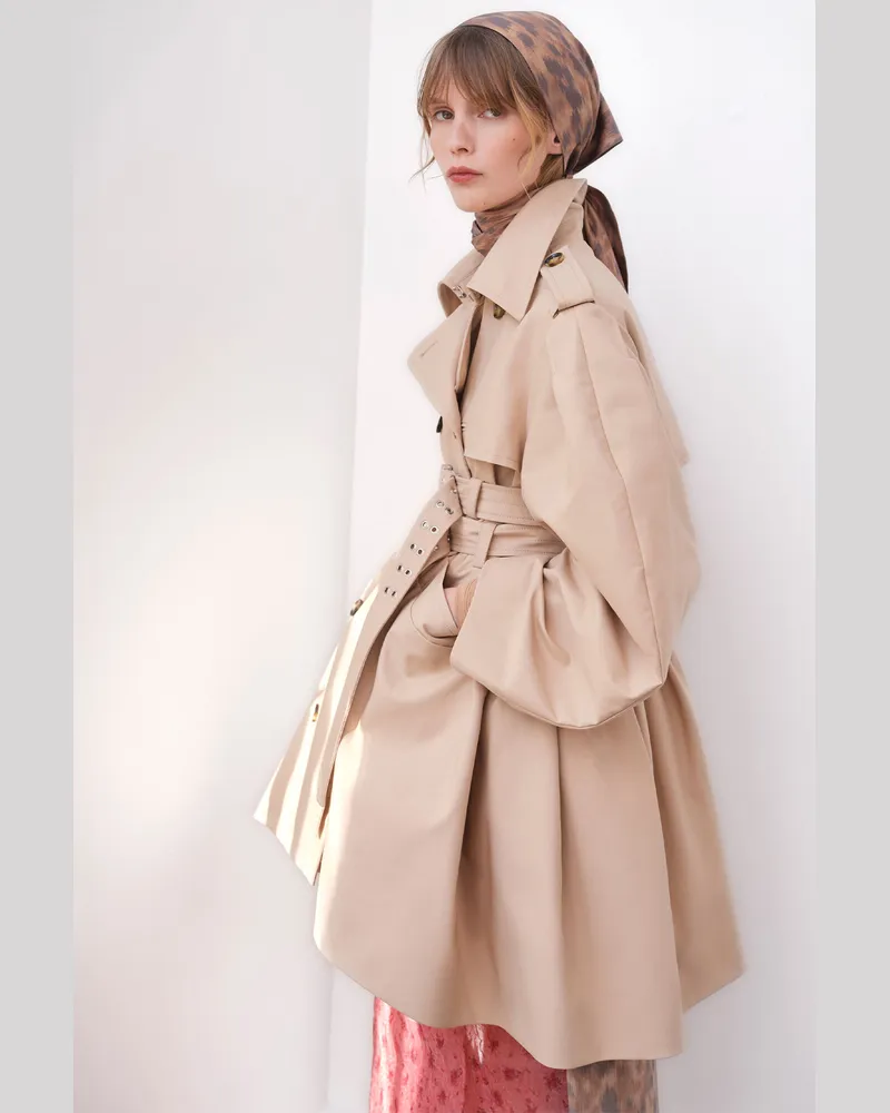 Ganni Warm Sand Trenchcoat aus Vollzwirn-Baumwolle Bio-Baumwolle - Größe Warm