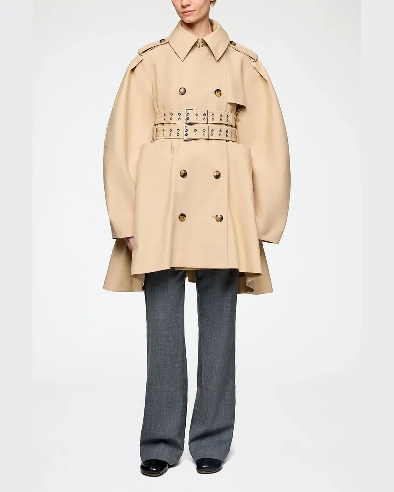 Ganni Warm Sand Trenchcoat aus Vollzwirn-Baumwolle Bio-Baumwolle - Größe Warm