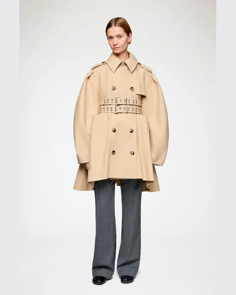 Ganni Warm Sand Trenchcoat aus Vollzwirn-Baumwolle Bio-Baumwolle - Größe Warm