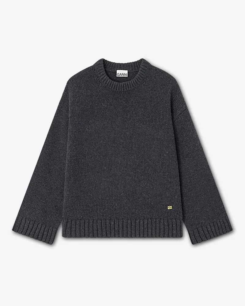 Ganni Dunkelgrauer Pullover aus Wollmix gemischt Gemischt