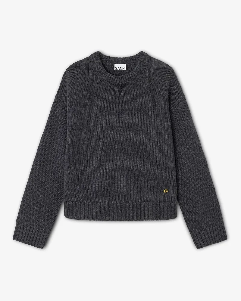 Ganni Dunkelgrauer Pullover aus Wollmix gemischt Gemischt