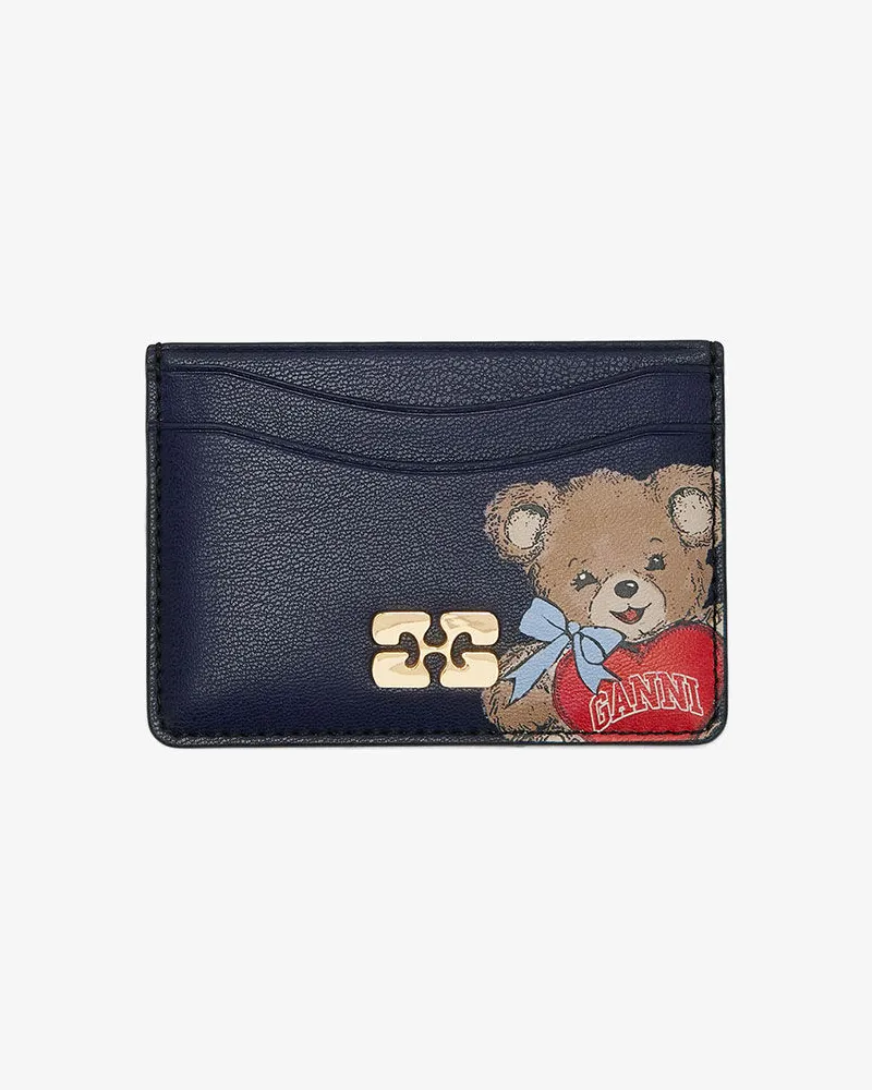 Ganni Bou-Kartenhalter mit Bärenprint schwarz/Iris Schwarz