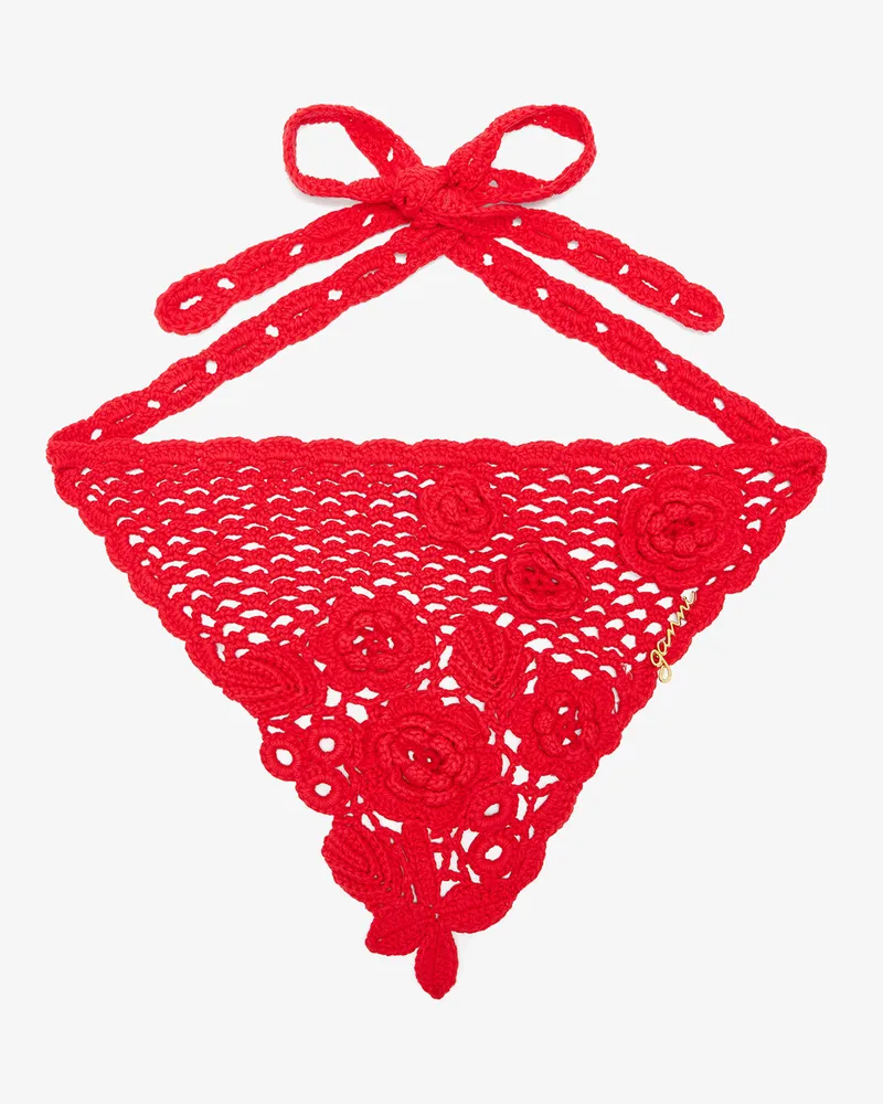 Ganni Kopftuch aus Baumwollhäkelstoff Goji Berry Goji