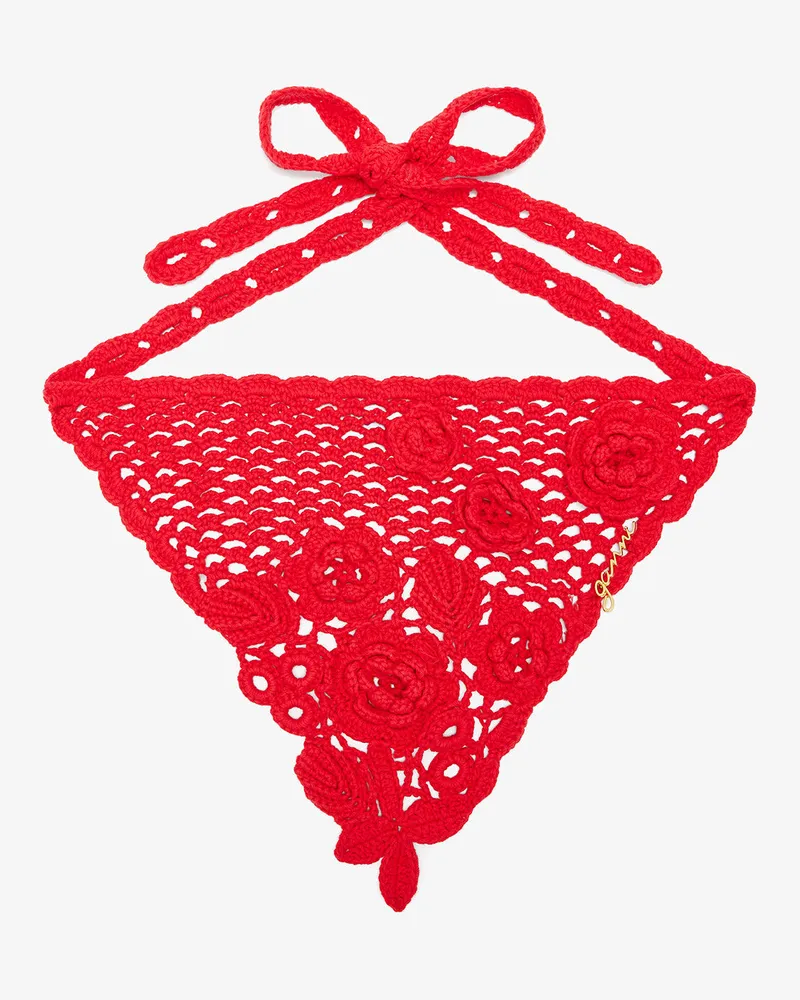 Ganni Head Scarf in Cotton Crochet Goji Berry Goji